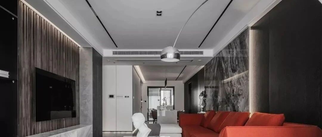 170㎡个性时尚现代风，当黑白灰撞上跳跃红，视觉效果可谓惊艳！