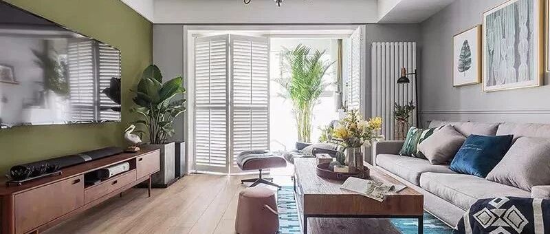 130㎡美式简约风格、加入茶绿色的自然配色，优雅端庄的华丽！