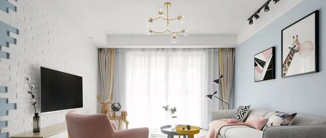 120㎡北欧风三居室装修，文艺小清新的灰蓝色墙面，漂亮又有档次！