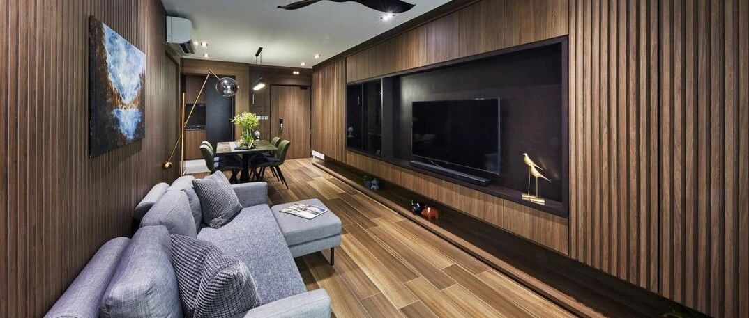 全屋墙面木格栅，不要大白墙，130㎡任性装，高级感进门扑面而来