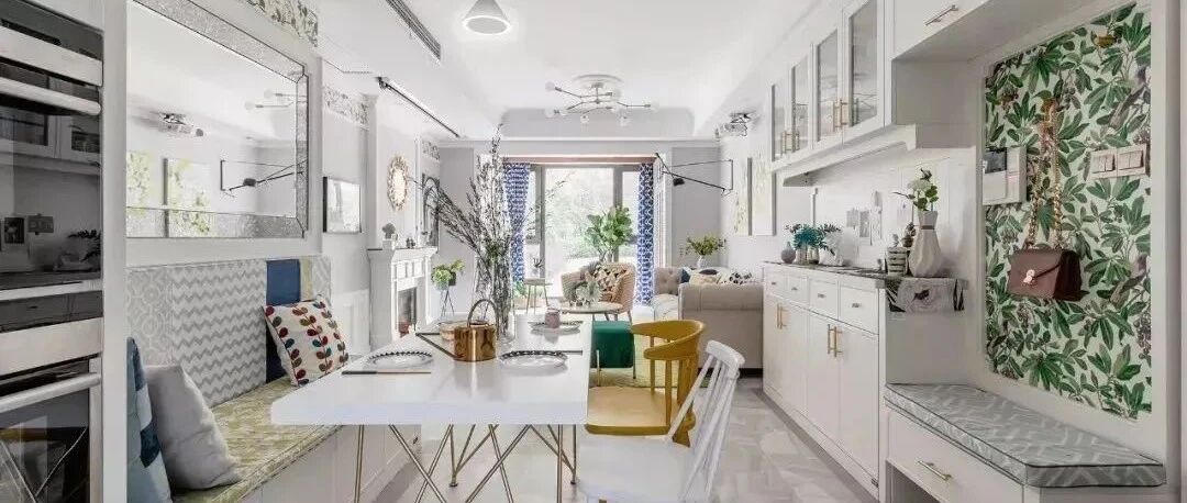 145㎡四居室，美式田园风装修，森系绿色壁纸的点缀，特别美！