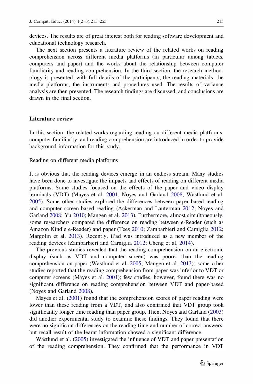 英文論文 | 通過紙張、電腦螢幕和平板電腦進行閱讀理解的比較 科技 第4張