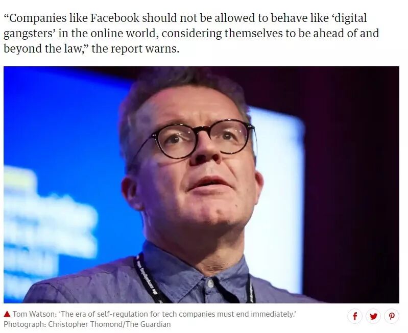 英国政府指责Facebook是