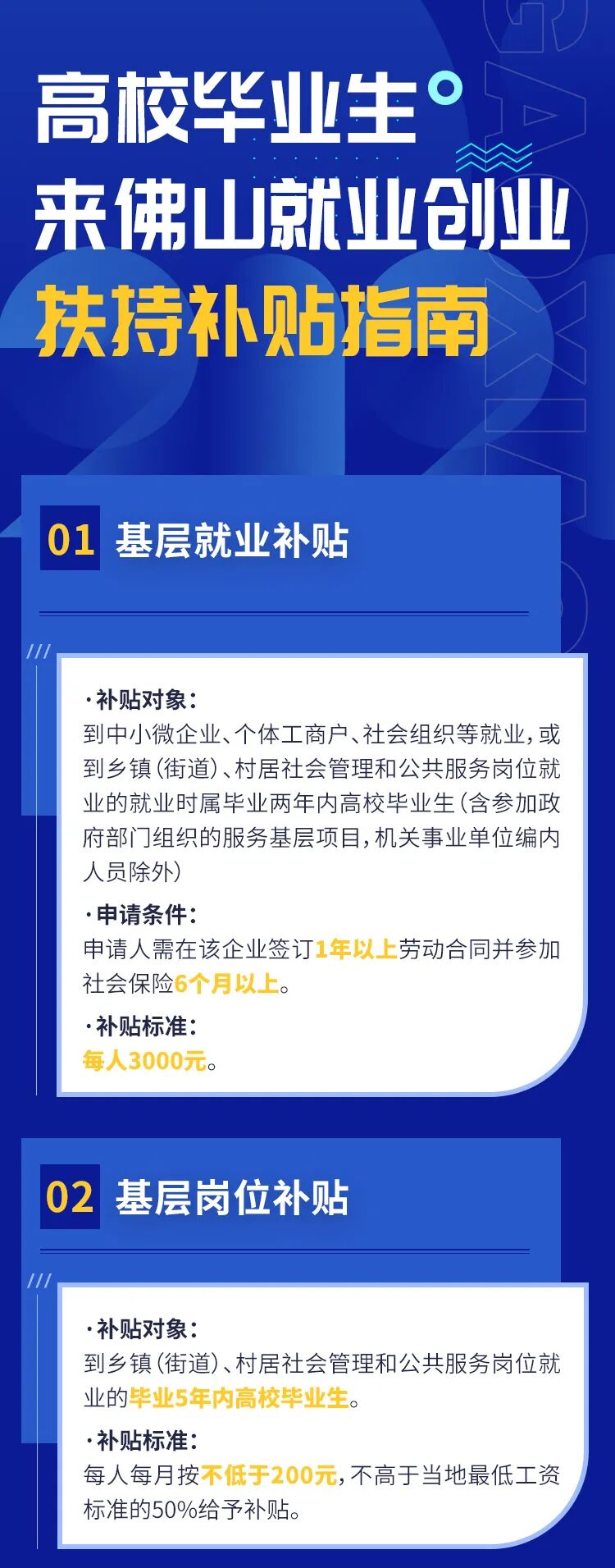高校毕业生来佛山就业创业可享受这么多补贴