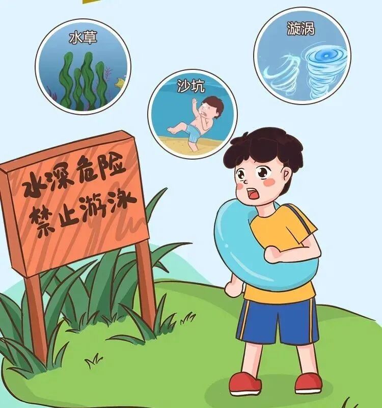 更不要到水情不明或比较危险且易发生溺水伤亡事故的地方去游泳