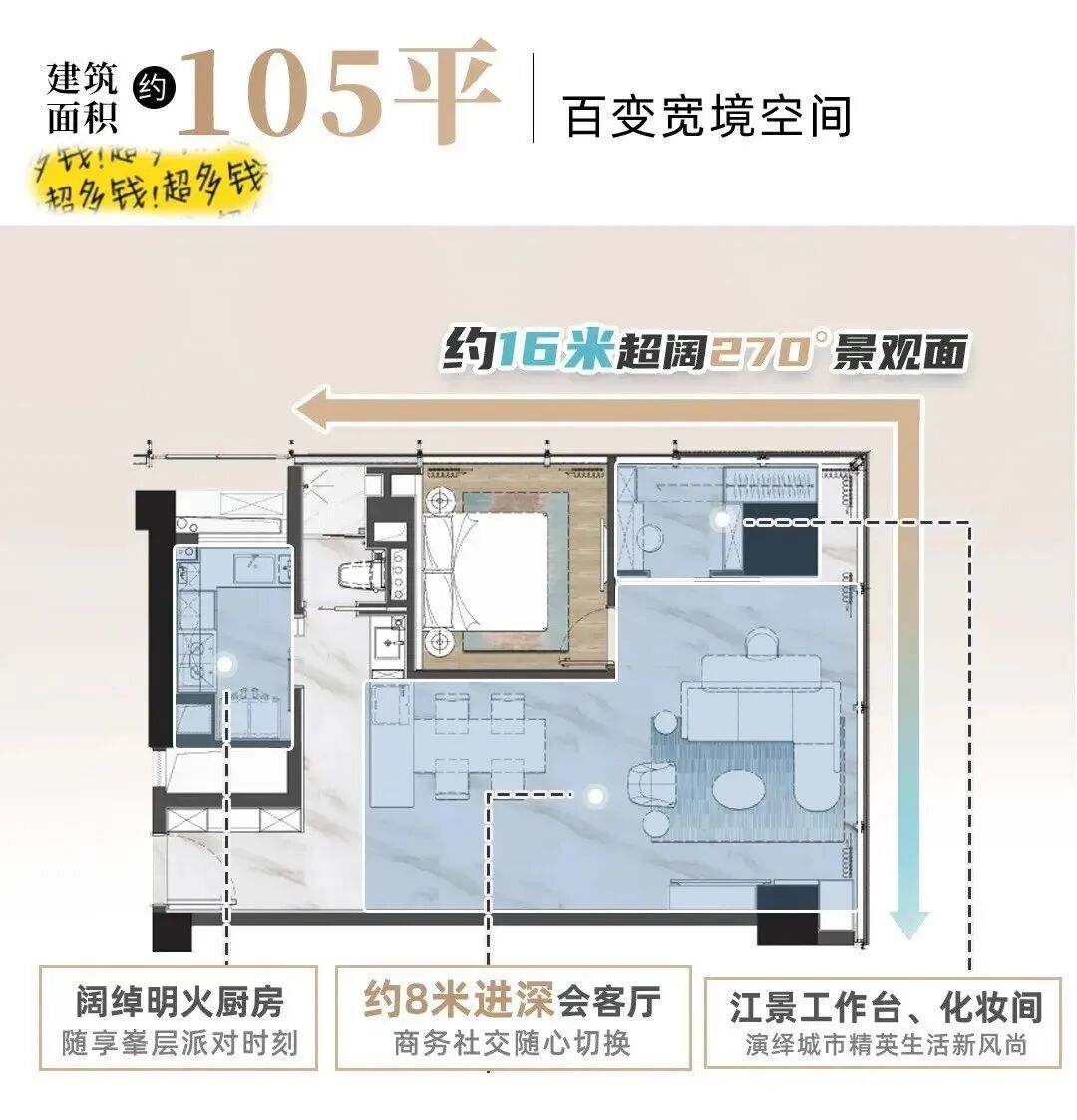 建面约105㎡的户型