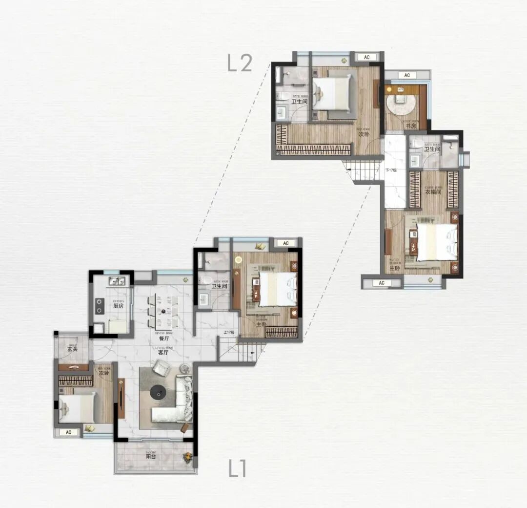 建面约133㎡复式4+1房2厅3卫创意设计户型