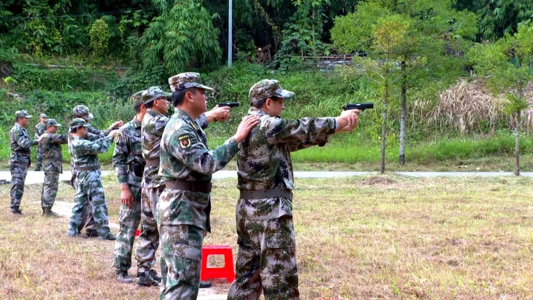 身穿迷彩服體驗實彈射擊縣領導軍味十足集體參加軍事日活動