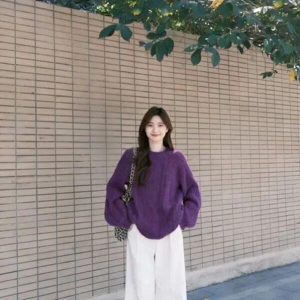 刘诗诗&ldquo;紫毛衣+阔腿裤&rdquo;好温柔啊!慵懒随性,普通人照着穿也非常好看