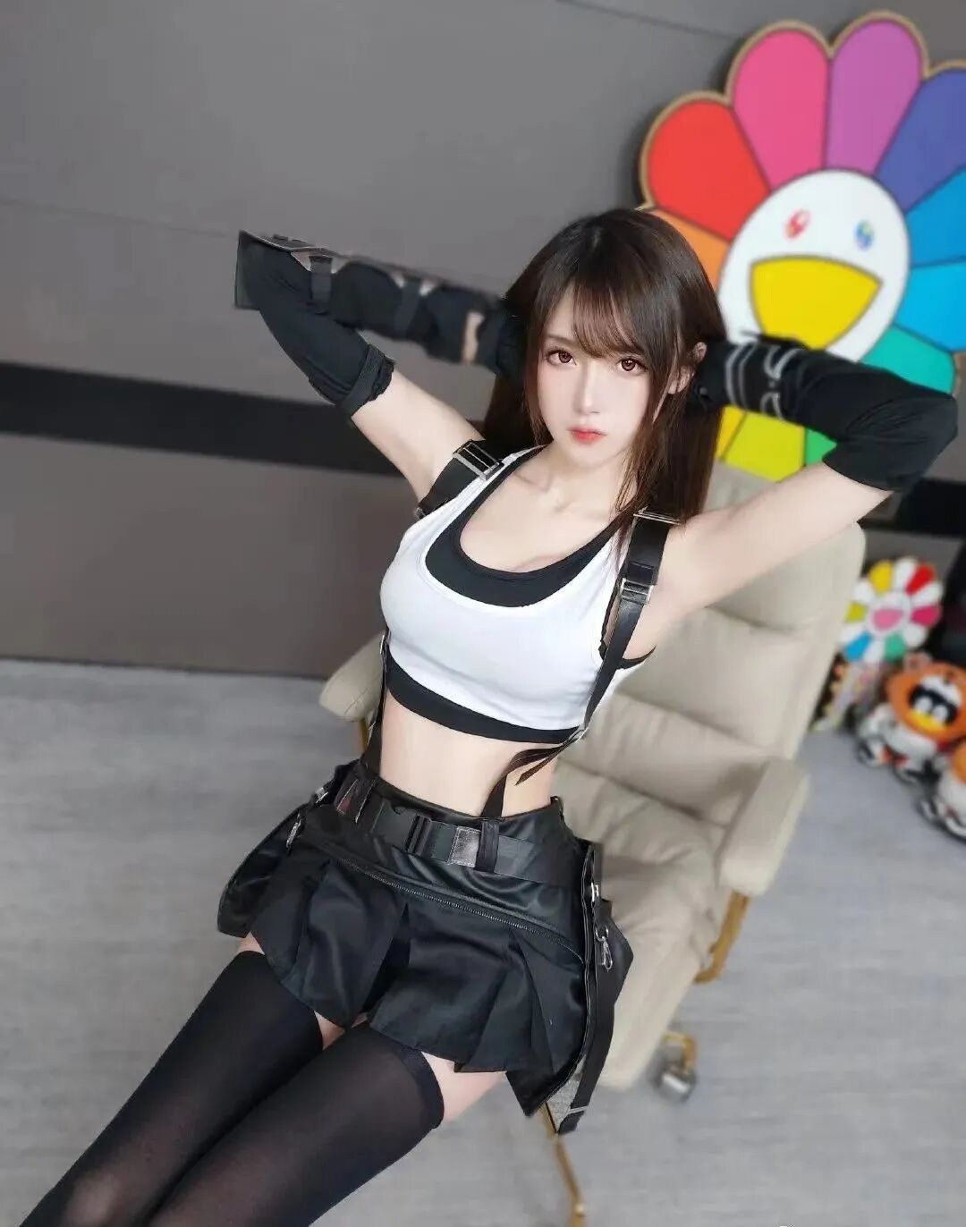 吹爆腐团儿cos的紫衣蒂法,长腿细白滑嫩,不愧是宅男女神!