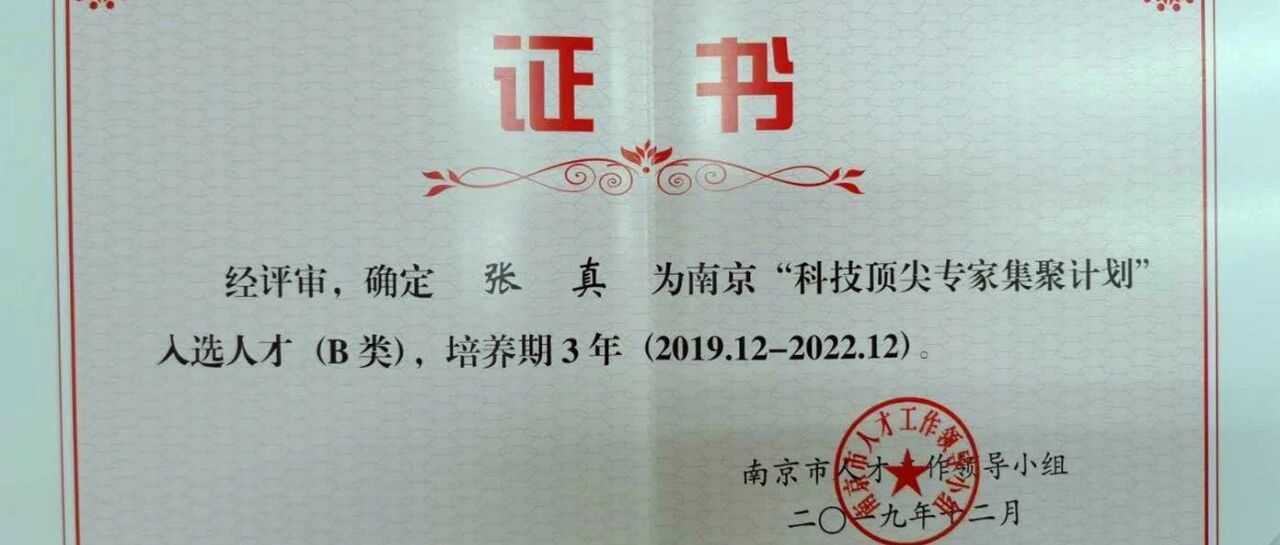 云创大数据张真董事长荣膺南京“科技顶尖专家集聚计划人才”