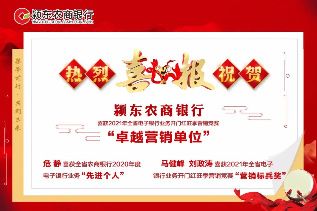 潁東農商銀行喜獲2021年全省電子銀行業務開門紅旺季營銷競賽卓越營銷