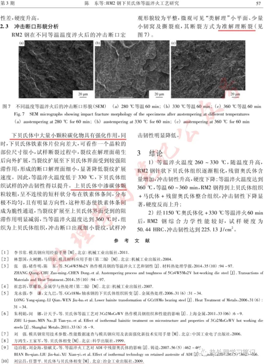 RM2鋼下貝氏體等溫淬火工藝研究的圖4