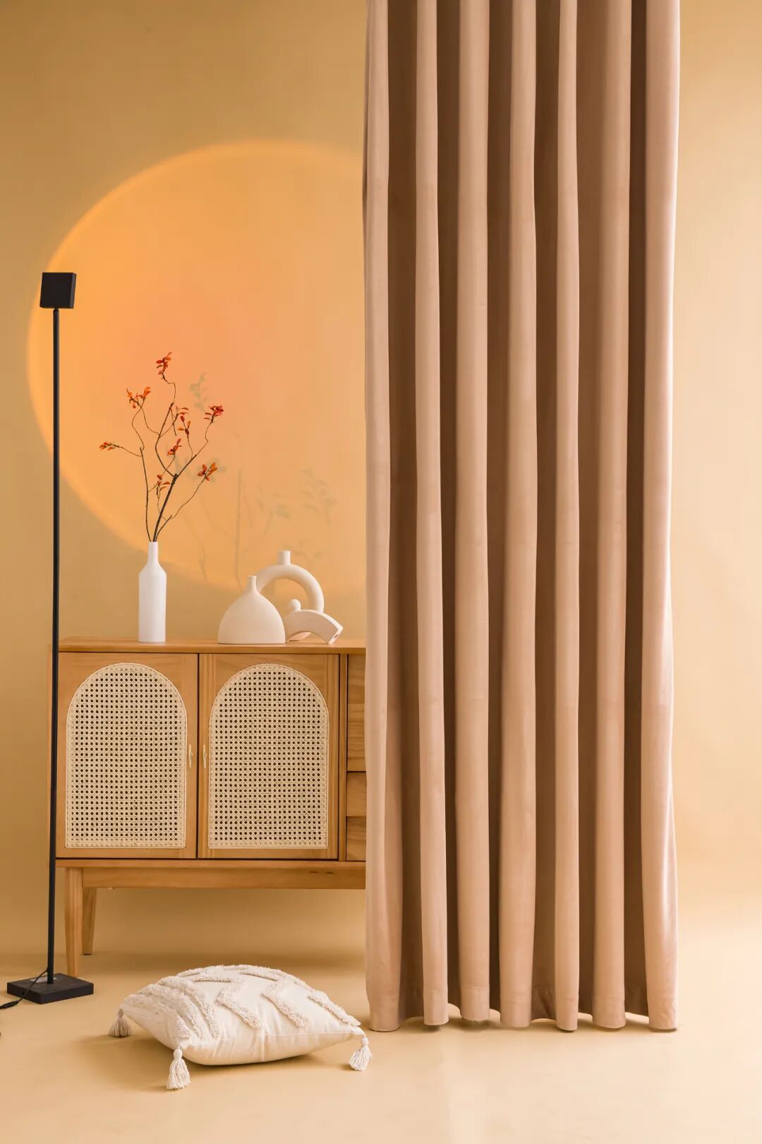 皇家罗兰窗帘流行色澳洲羊毛绒奶茶色