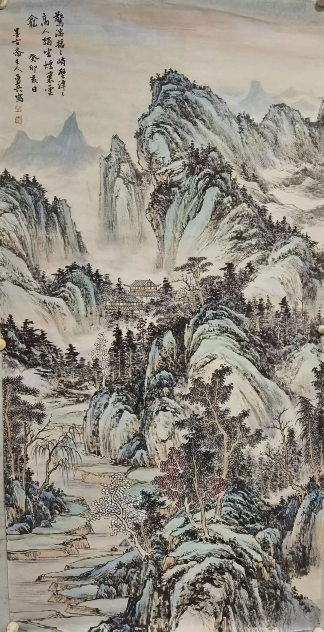 花勇兵山水画赏析：笔揽烟霞开远岫，墨凝丘壑见清襟（图9）