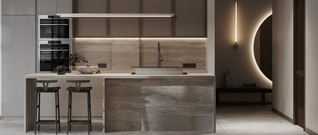 117㎡ 两室两厅双卫，裸色系材料这样用更显质感！