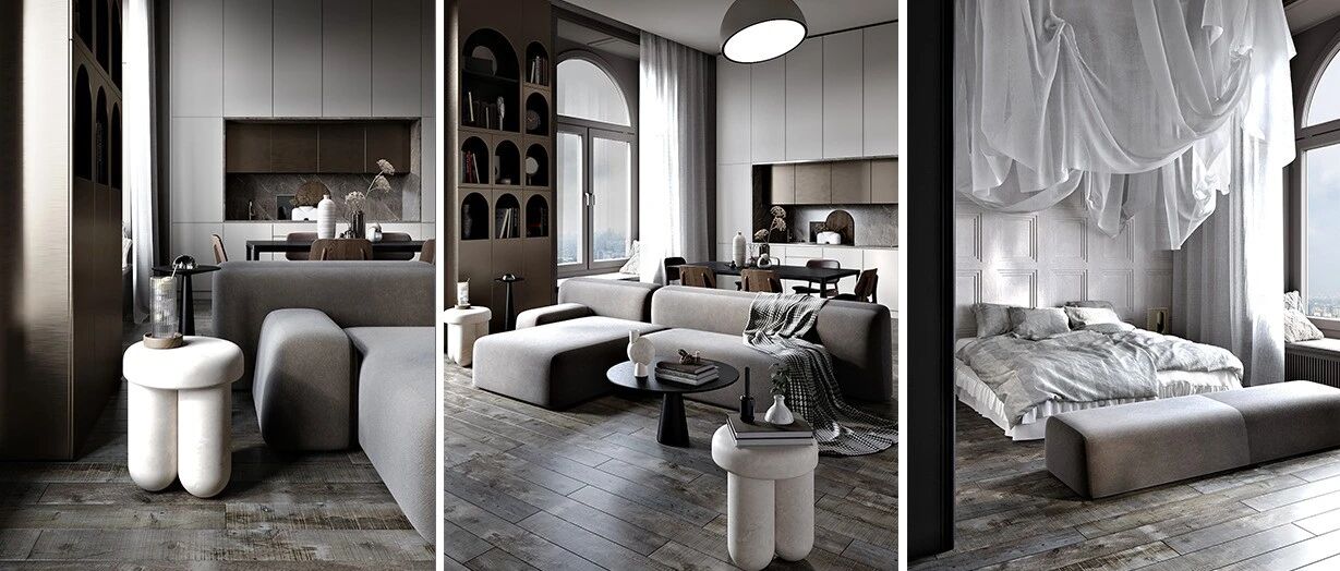 93㎡ 一居室，拱形元素的高级用法，让家个性又耐看