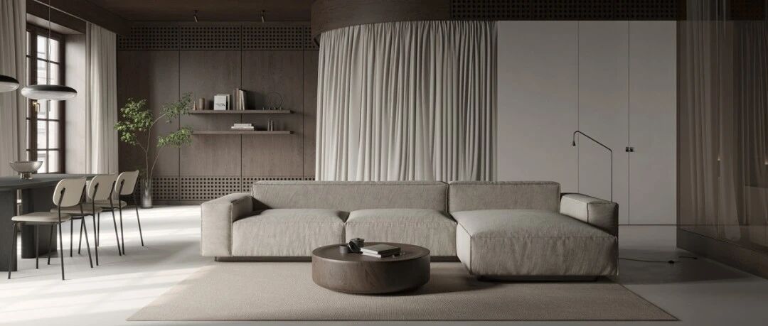 72㎡ 一居室，用布帘做卧室门，通透、显大还有格调!