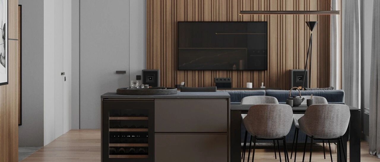 两室一厅高级灰设计，木饰面做背景真显格调