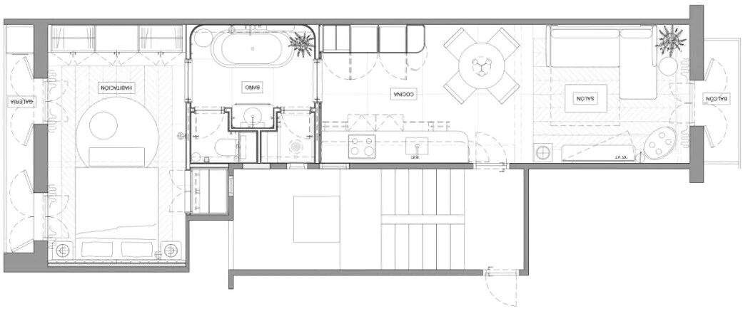 60㎡ 一室两厅一卫，浴室四分离，长户型这么设计实用又个性！