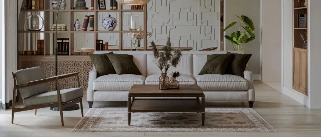 122㎡ 新中式公寓, 木制隔断细节太美了！