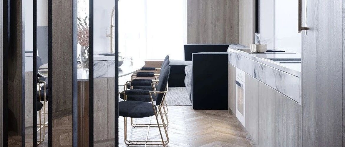 60㎡轻奢公寓，镜面屏风让客厅更显大！