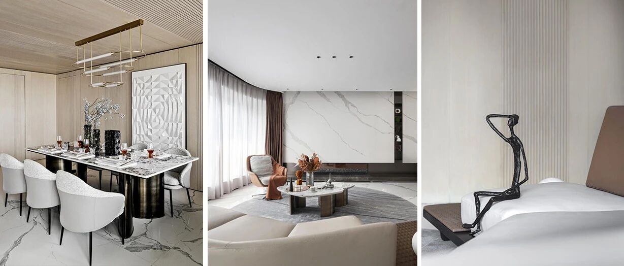 270㎡ 大平层，一半木饰面、一半大理石，墙面设计太有范了！