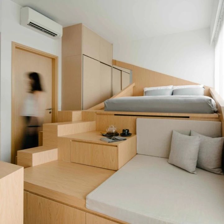 43㎡ 一居室，打造客餐厅、卧室一体的多功能空间
