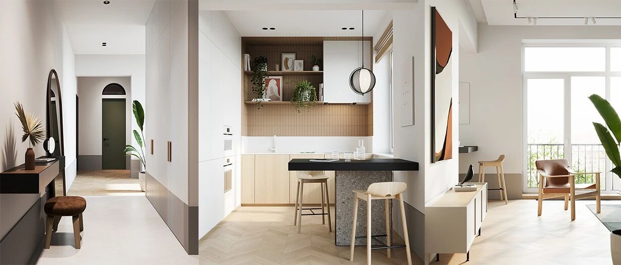 78㎡ 两居室，全屋40cm高的踢脚线也太好看了！