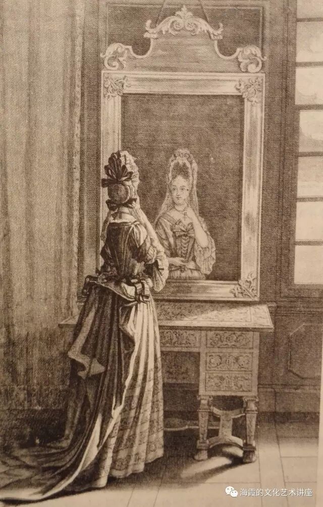 她的这个动作现在看似天真,但在当时却很好理解: 人类第一次在镜中