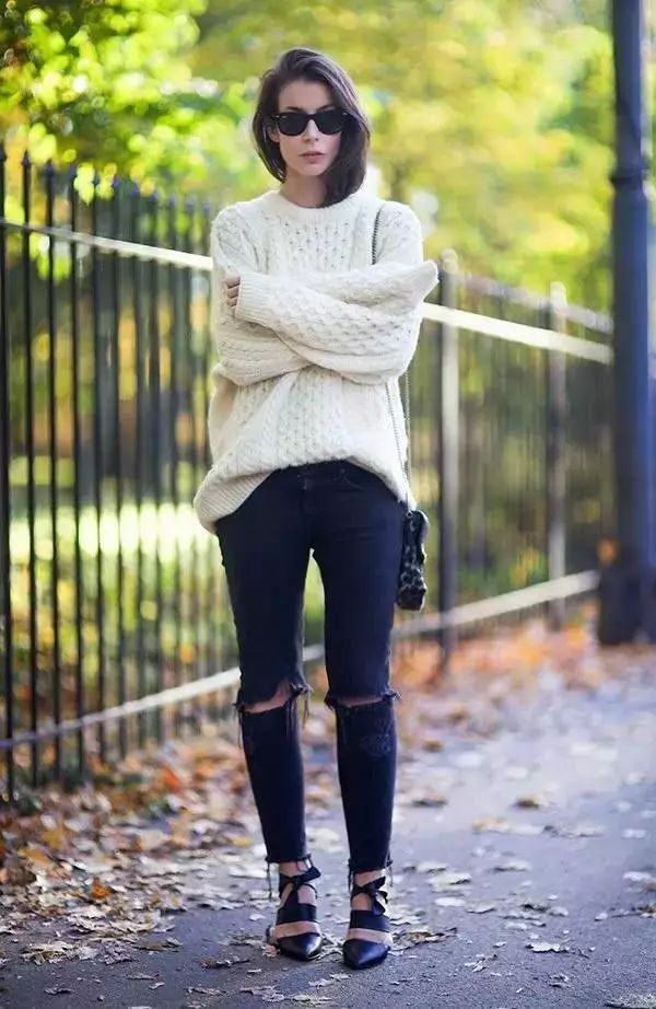 秋季，寬鬆毛衣×緊身褲才是最適合微胖女生的搭配！ 時尚 第22張
