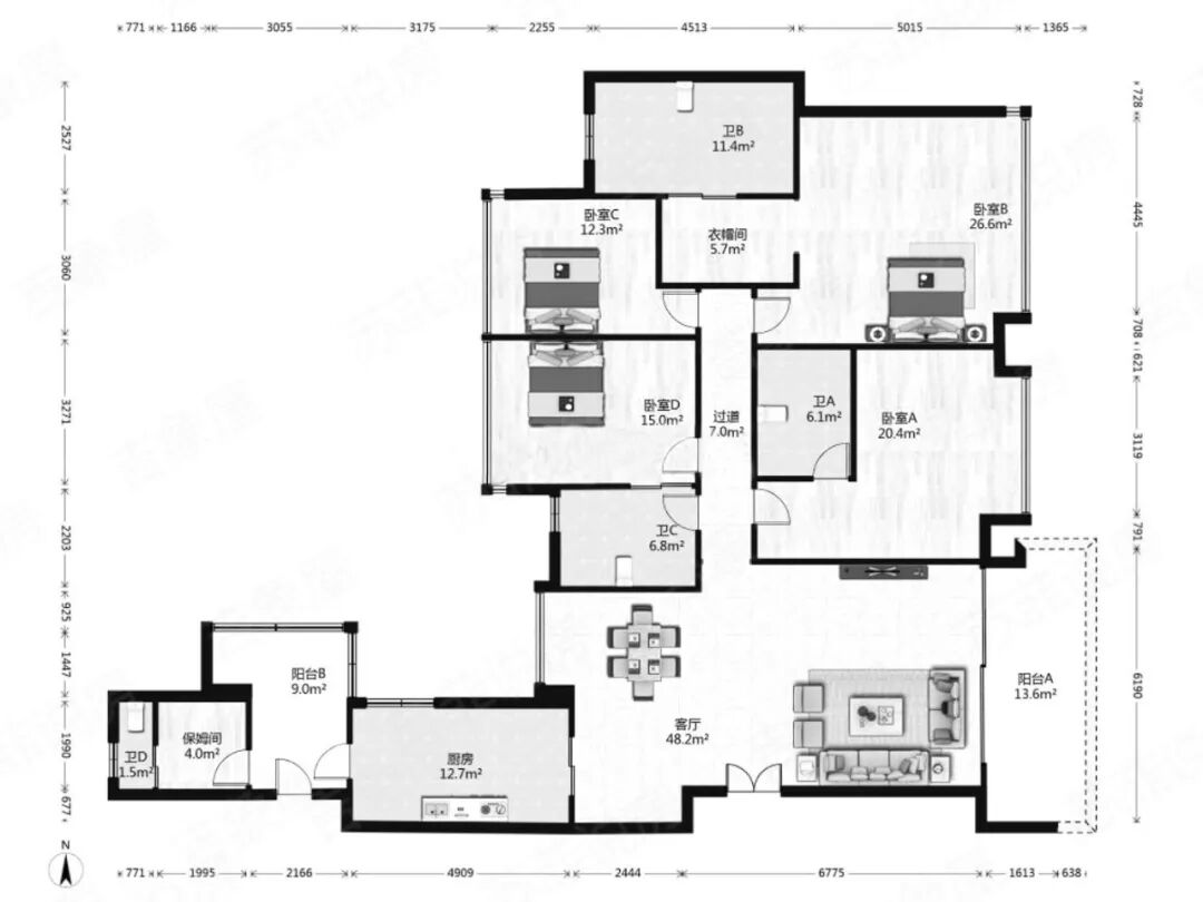广州天河北二手房出售，峻林，260平，总价2073万！