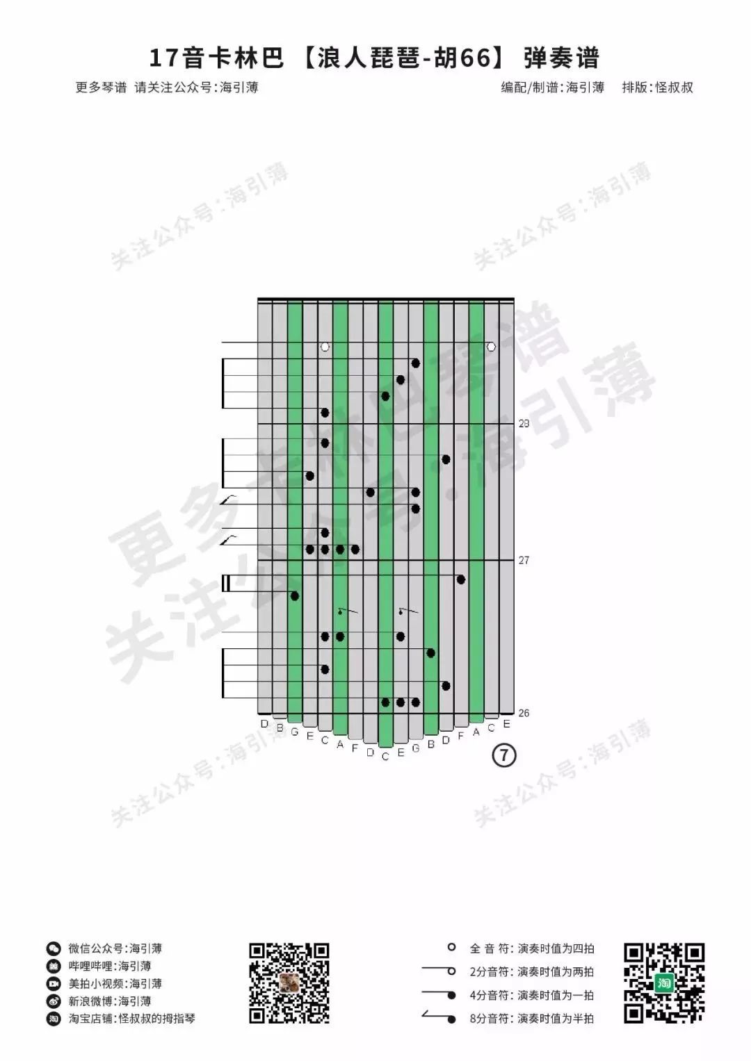 卡林巴琴曲谱 浪人琵琶 聆听乐器 微信公众号文章阅读 Wemp