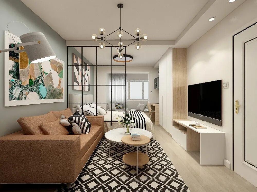 装修效果图-86平现代简约二居装修效果图