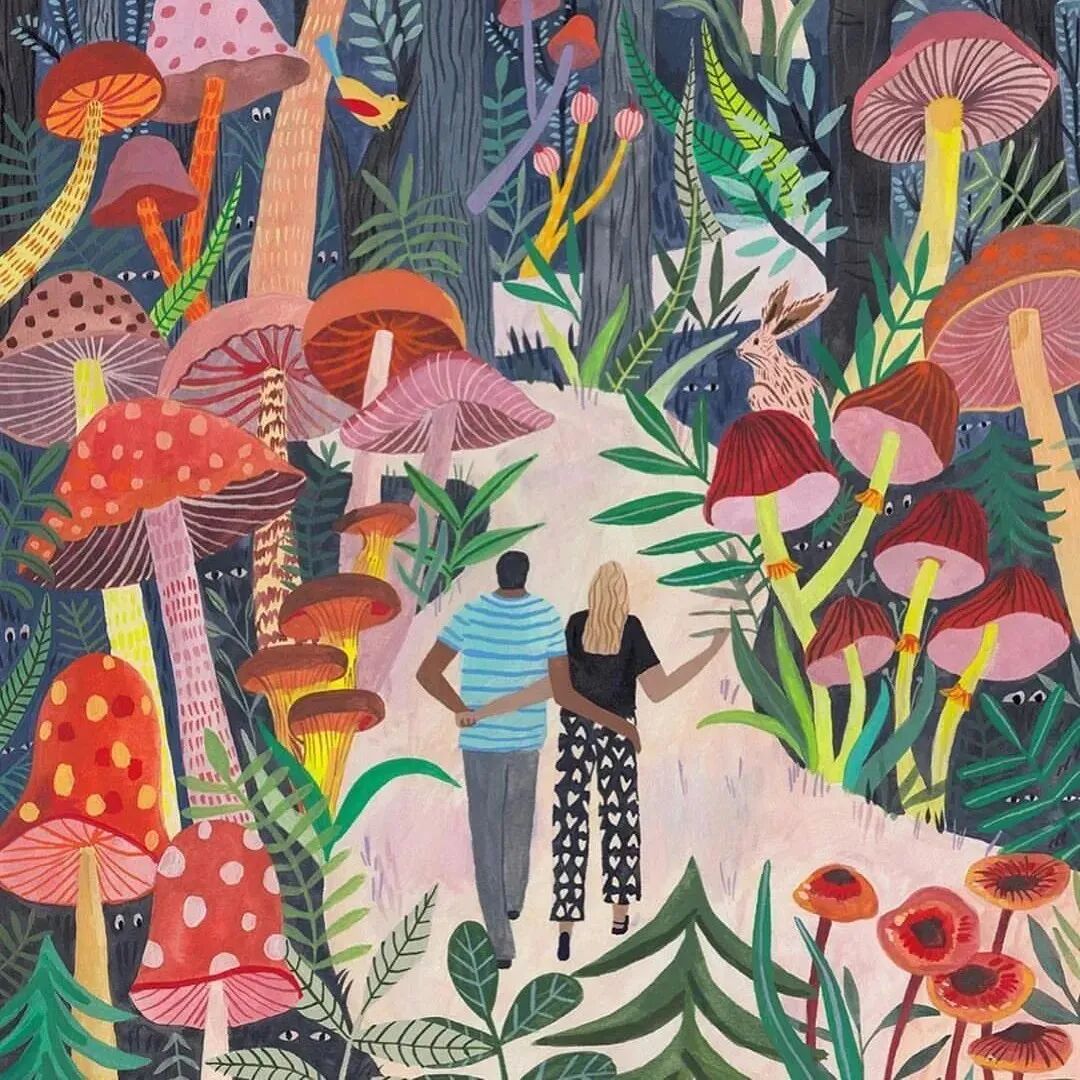 7缤纷世界的奇妙幻想kyuhana韩国插画师kyuhana的作品色彩搭配浓烈,她