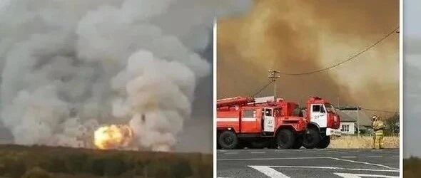 天干物燥小心火烛，草地火灾引燃俄军火库，7.5万吨弹药大爆炸