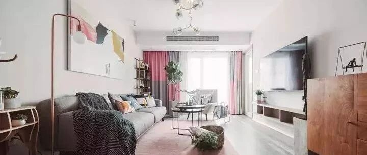 98m²北欧风小户型，木色+粉色的设计太浪漫了！
