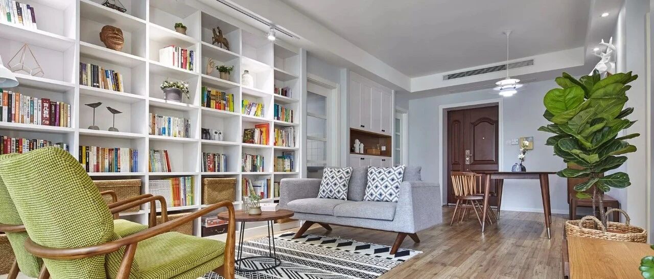 91㎡的北欧家，客厅拥有家庭图书馆太赞了！