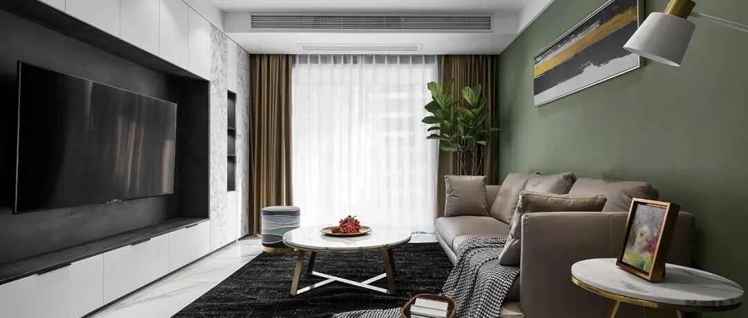 125m²简约风三居室，复古绿的轻奢与优雅