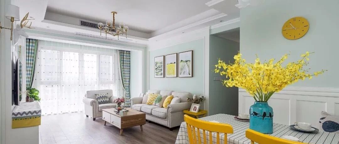 80㎡美式田园风两居室，满屋的薄荷清香，让人陶醉!