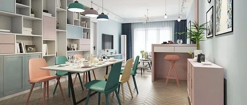 75m²小户型两居室，粉与蓝的结合，美到不想出门！