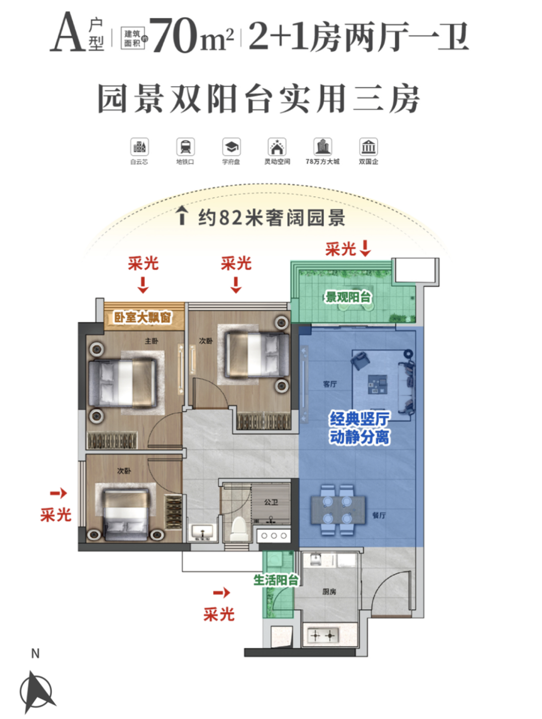 建面约70m²