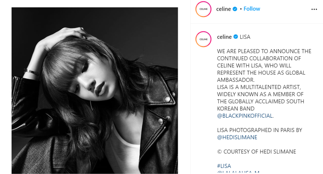 潮流 Celine 官宣lisa 为全球品牌大使 潮人微信公众号文章