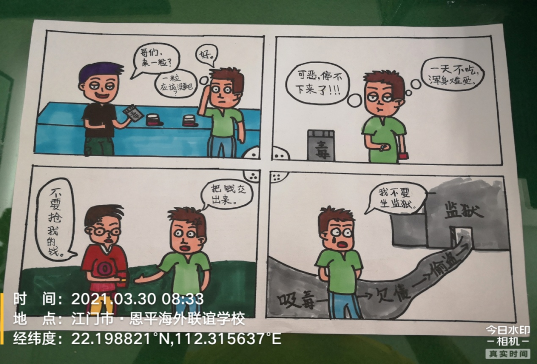 恩平海外联谊学校开展健康人生61绿色无毒禁毒宣传漫画比赛活动