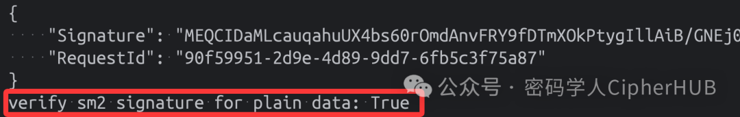 原始消息签名运行结果