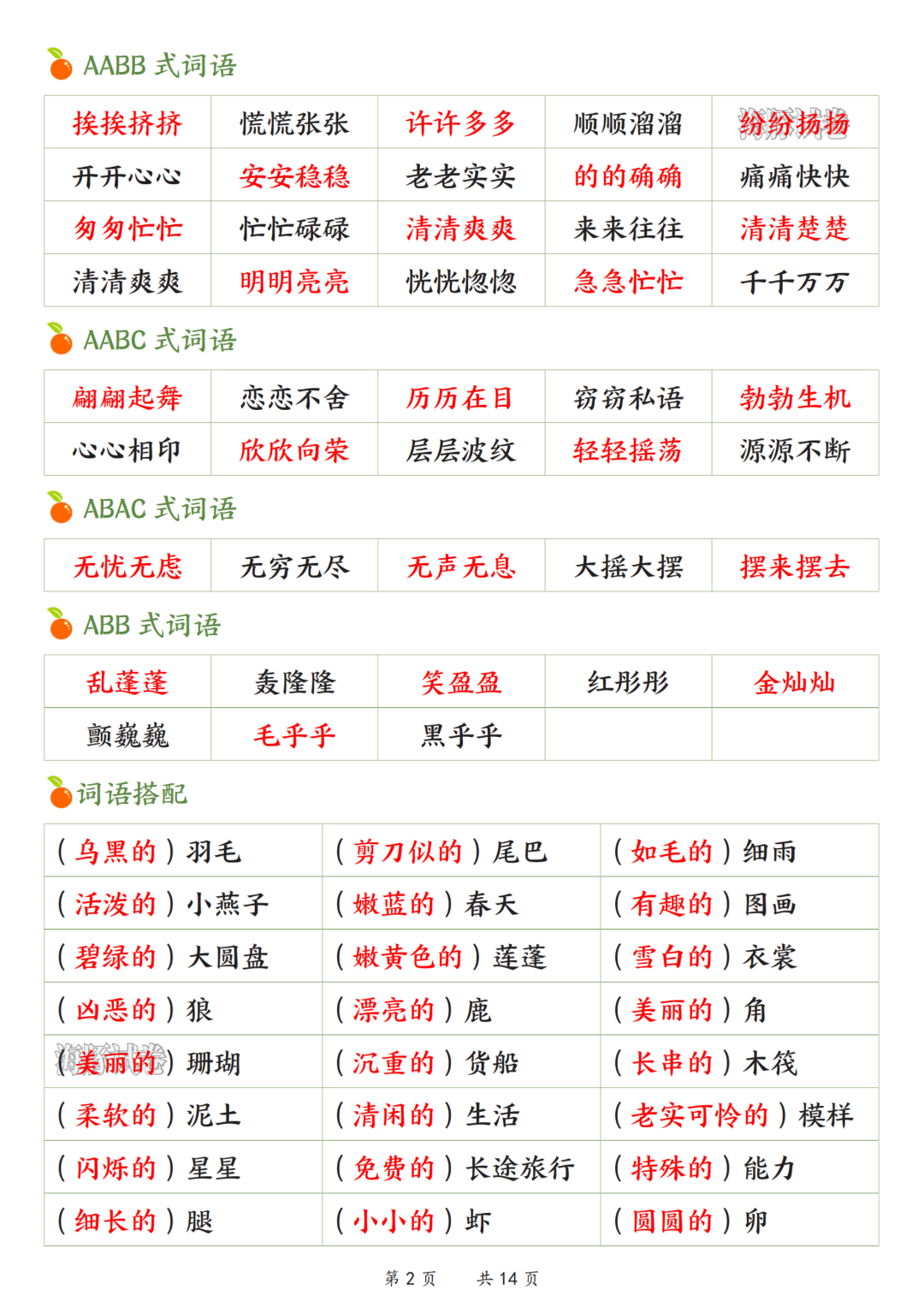 26年新版三年级下册语文《全册必背知识点归类汇总》，电子版可打