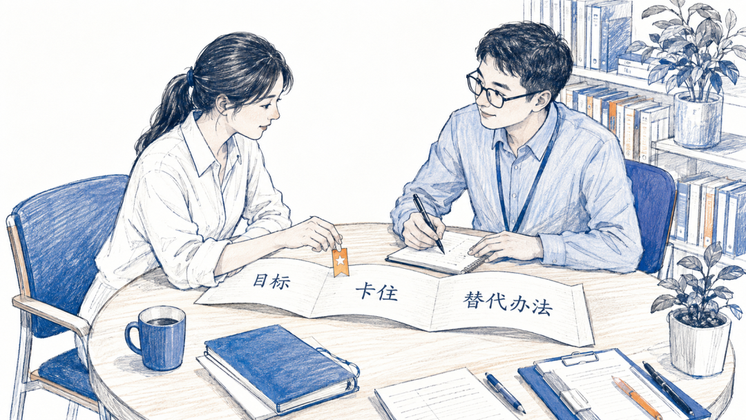 中性追问还原目标、受阻和替代办法