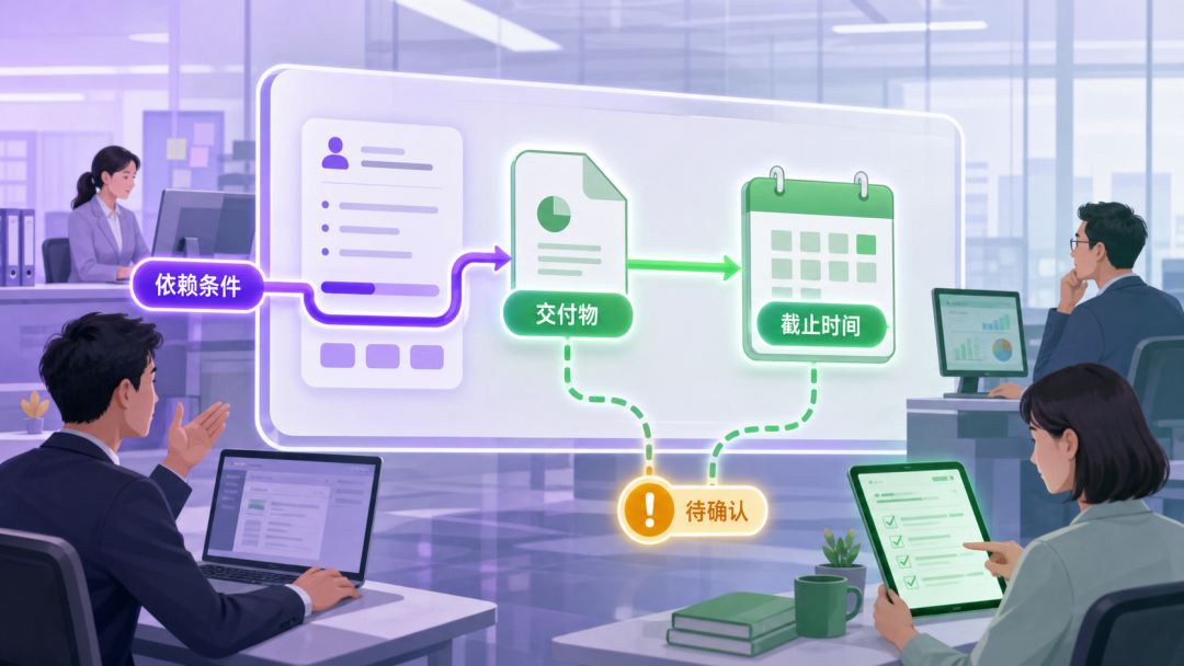 智能助手提醒缺失的客户证据与回写