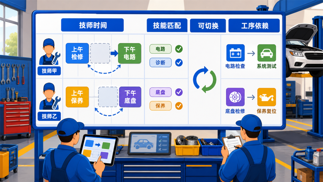 配件状态与维修工序同屏