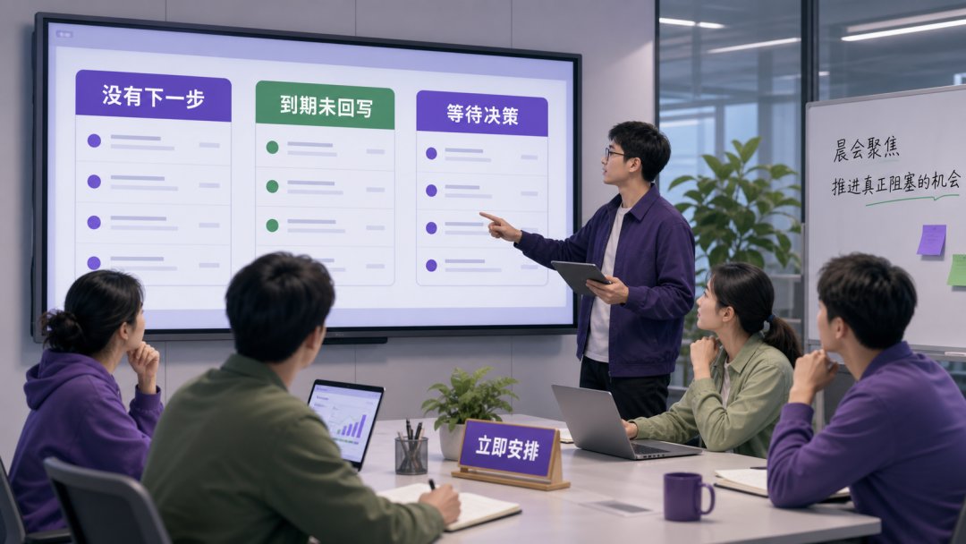 晨会围绕待推进机会而非全文周报